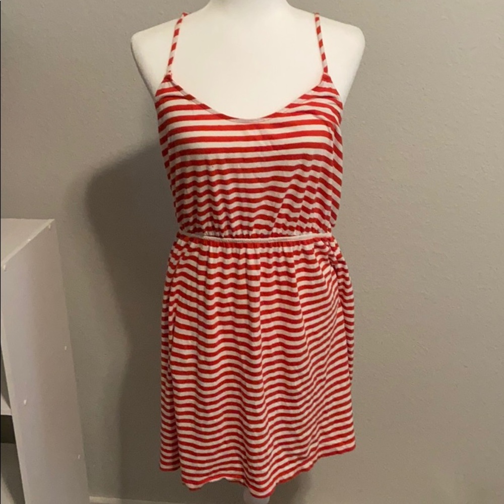 J Crew Red and White Striped Dress